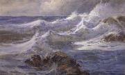 unknow artist Waves and Rocks oil